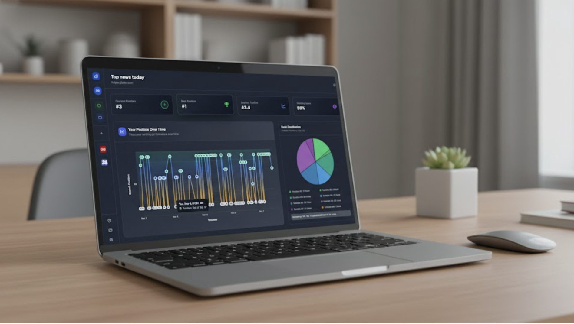 Senapta dashboard showing Top Stories ranking trends